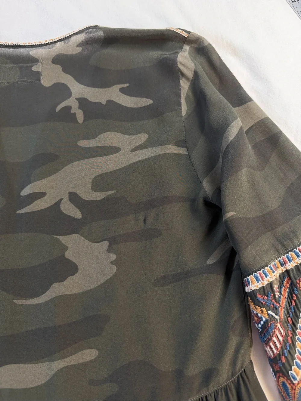 Johnny Was Workshop Camo Embroidered Peasant Boho Tunic Dress Small - Picture 10 of 10